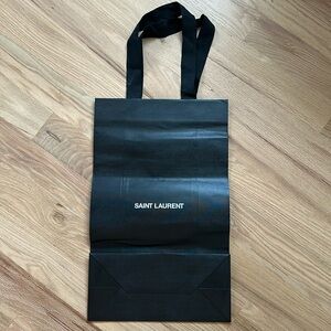 Saint Laurent high quality black shopping bag with fabric straps and white logo